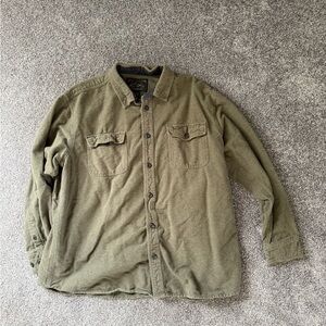 Men's Olive Green Lightweight Button-Front Shirt Jacket